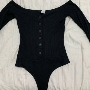 Black off the shoulder bodysuit